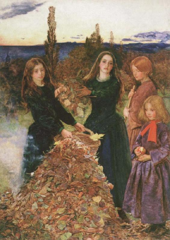 Sir John Everett Millais autumn leaves Norge oil painting art